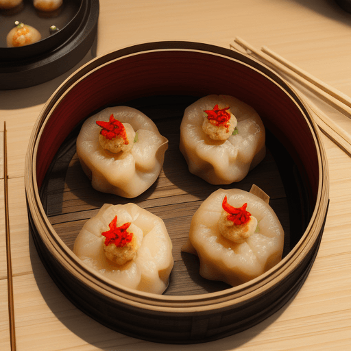 AI generated: High resolution photo of a dimsum made with Indian herb shangri