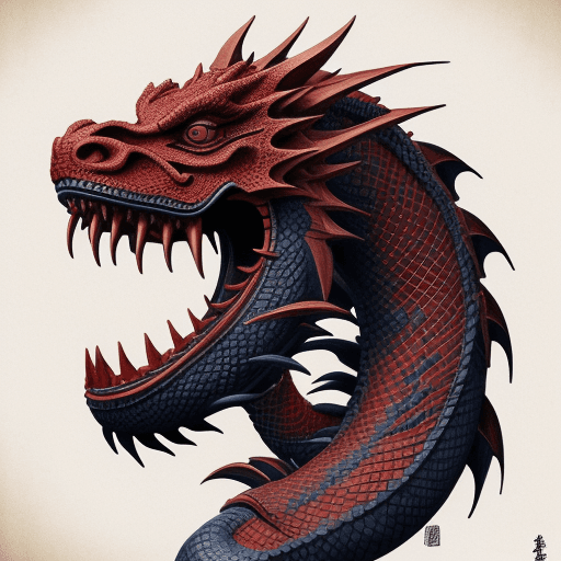 AI generated: japanese dragon tattoo drawing, in the style of matthias jung, kerem beyit, uhd image, authentic dep...