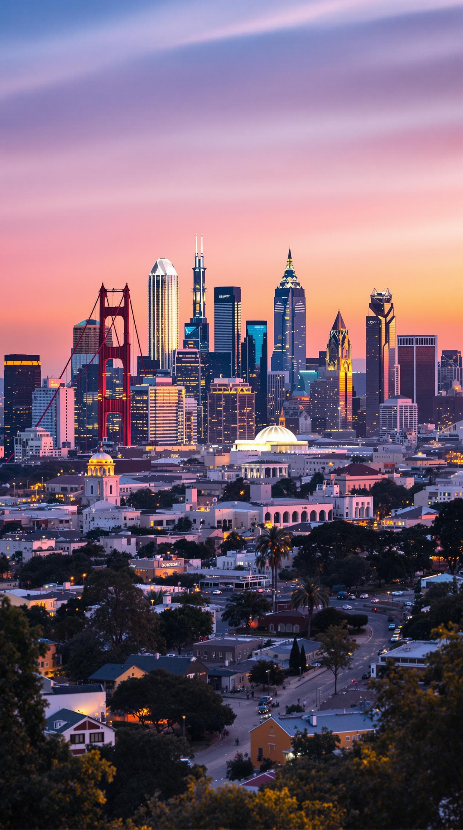 AI generated: A combination of the San Francisco skyline with  the San Diego Skylines