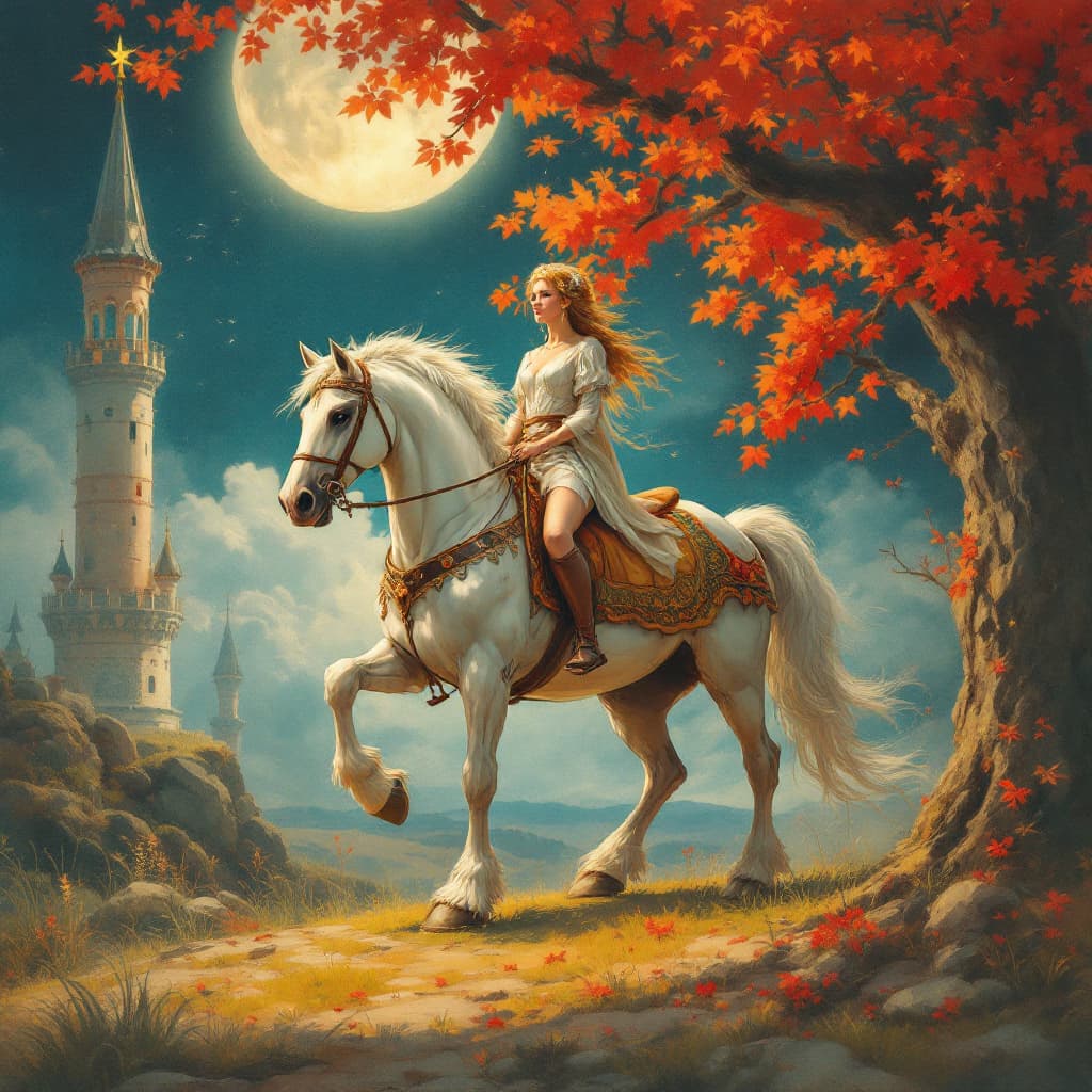 AI generated: to make a poster of “The Hunchback Horse”. It is necessary to depict the Beautiful Princess, Ivan, t...