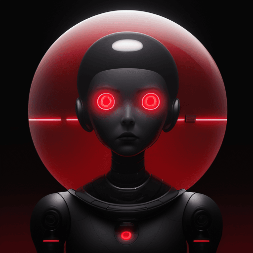 AI generated: the cover art of rood magazine has a sphere, a worm, and a glowing red light, in the style of concep...