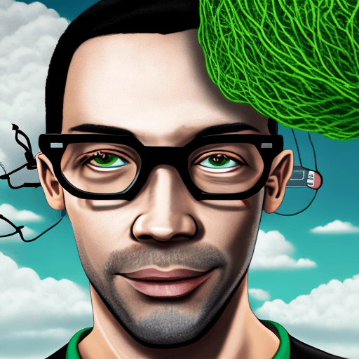 AI generated: face of a man with black vintage glasses looking towards the other, green eyes, light complexion, no...