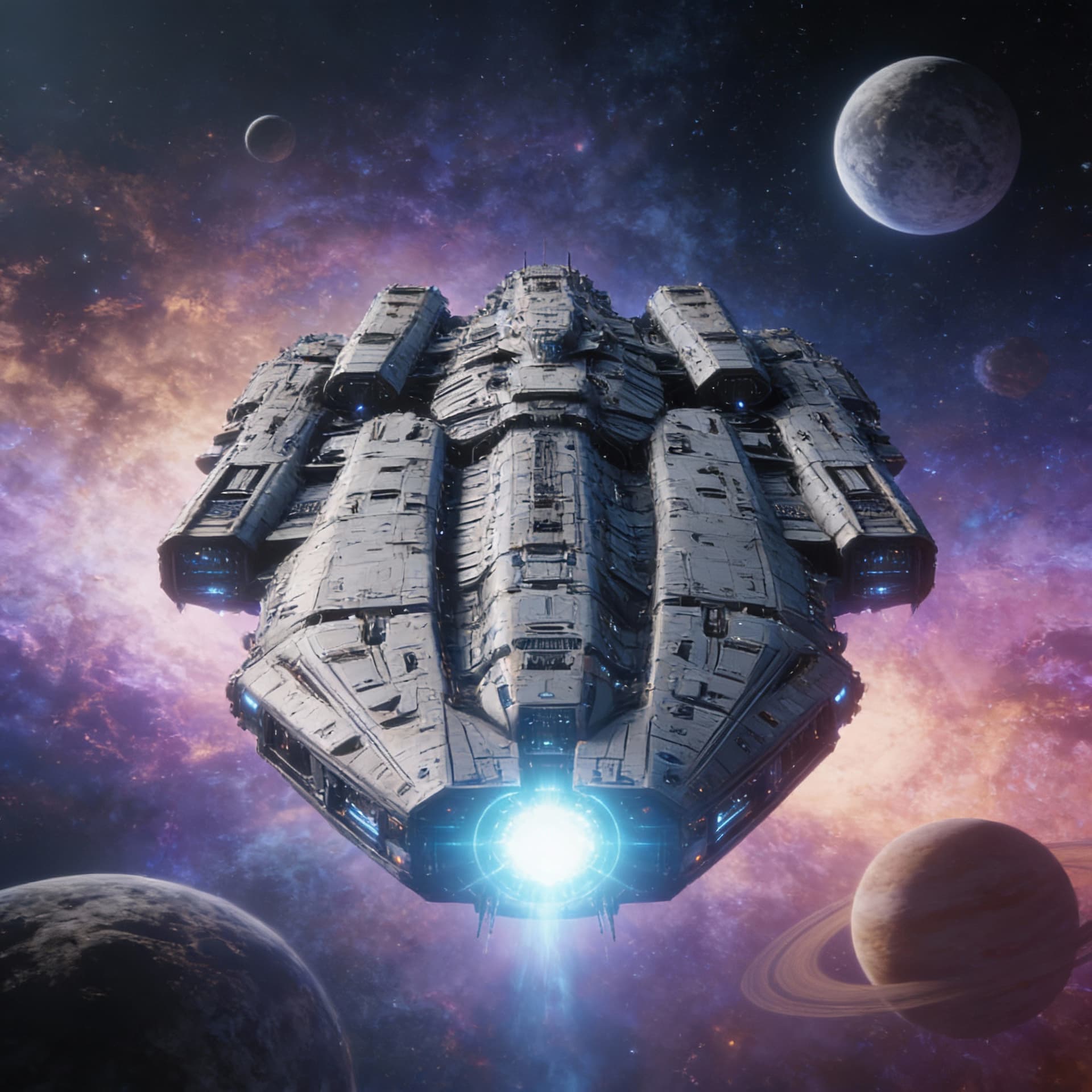 AI generated: Use Reference Images to imagine, in detail, an alien spaceship. Cambind and alter specs to create a ...