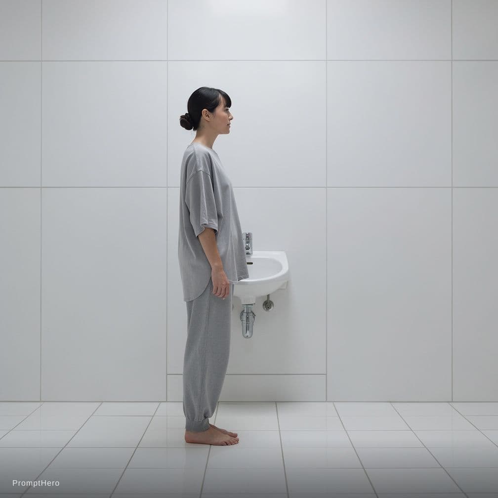 AI generated: woman peeing in urinal nude 