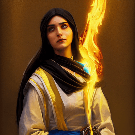 AI generated: a modern female girl,portrait of a middle - eastern female cleric with straight black hair wearing b...