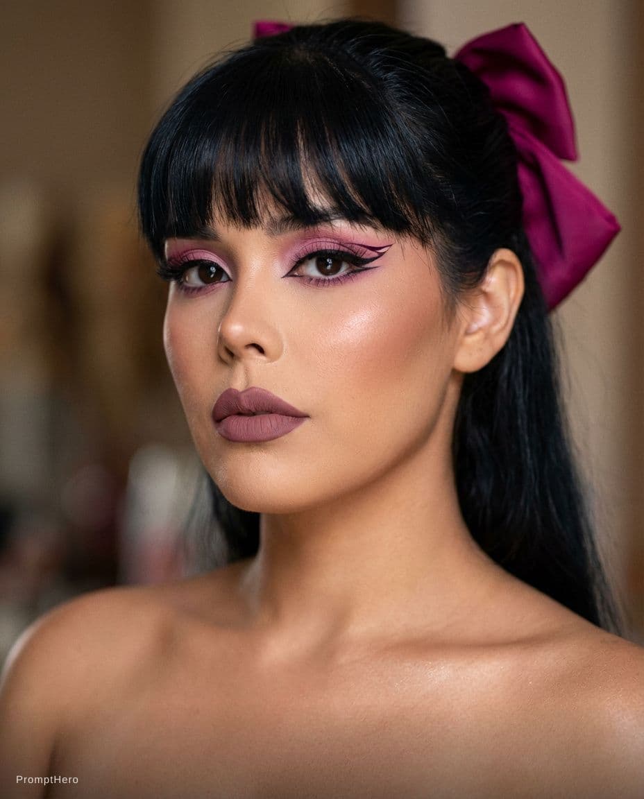 AI generated: Based on the uploaded image, create an High-fidelity  photo “glam editorial makeup” portrait of me [...