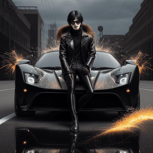 AI generated: masterpiece,best quality,1 SUPER SHADE GUY,solo,looking at viewer, fur \(clothing\), black hair, bla...