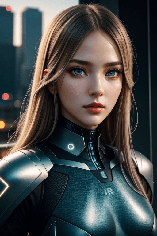 AI generated: Girl cyber-angel. Beautiful face. Slender body. Realistic face. Beautiful eyes. Detailed face. Detai...