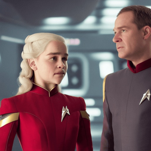 AI generated: Emilia Clarke in Starfleet uniform