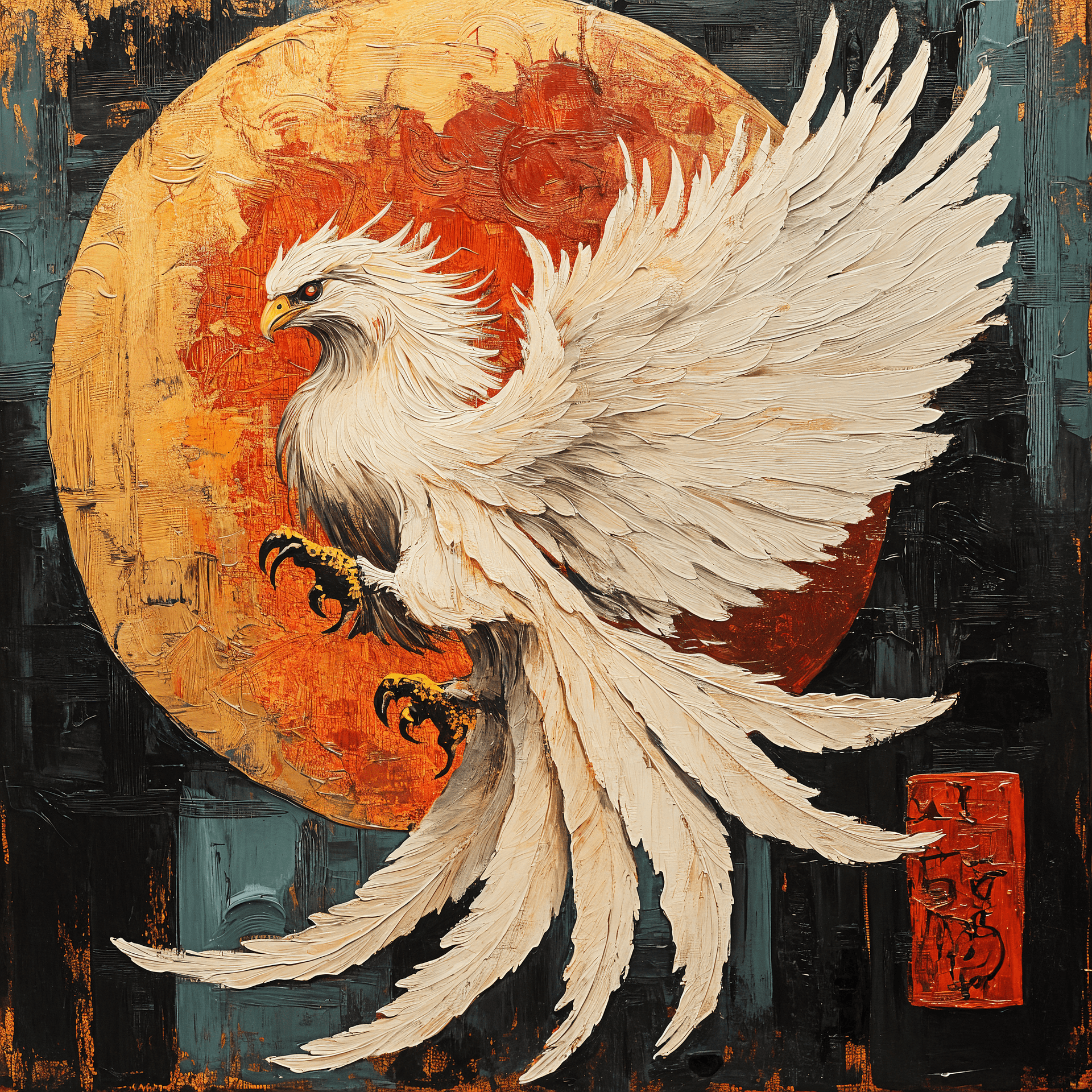 AI generated: hypogryph in japanese style oil painting style