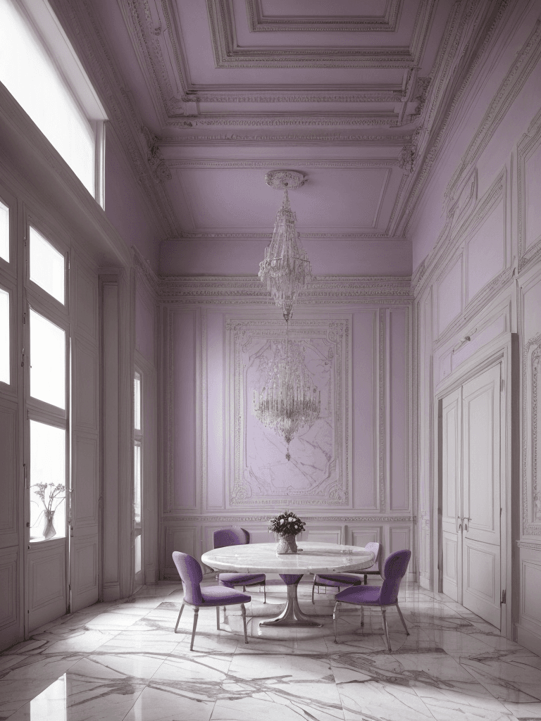 AI generated: High resolution photography interior design, badroom, marble floor, windows opening onto the city, m...