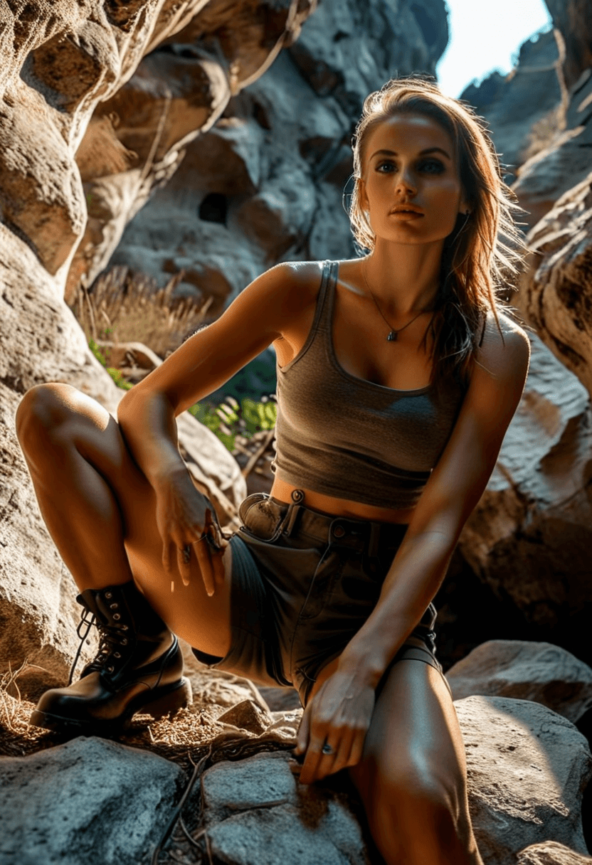 AI generated: HDR photo of beautiful fit woman, long bronze hair, light-blue eyes, (freckles:0.5), fair complexion...