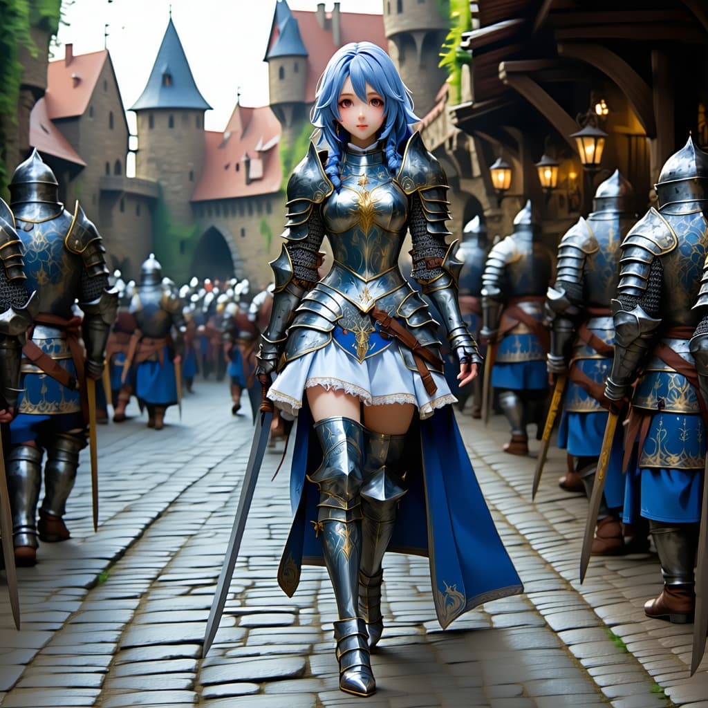 AI generated: full body masterpiece,best quality,mid shot,front view,concept art,1girl,warrior outfit,pretty,mediu...