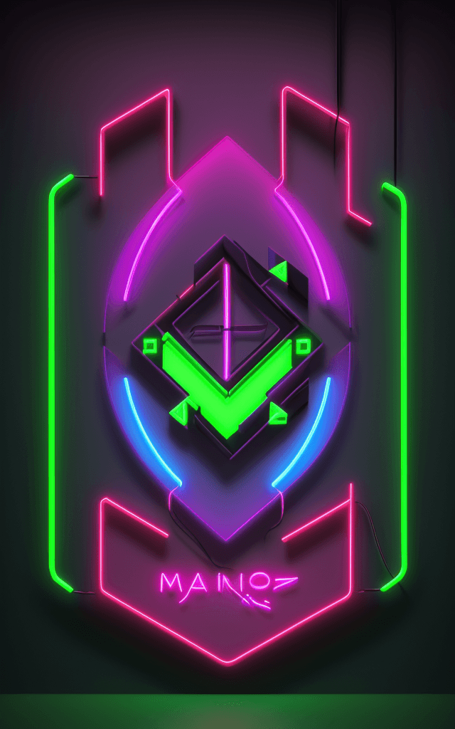 AI generated: An abstract interpretation of a neon sign with the name MARCOS edition, with a futuristic and geomet...