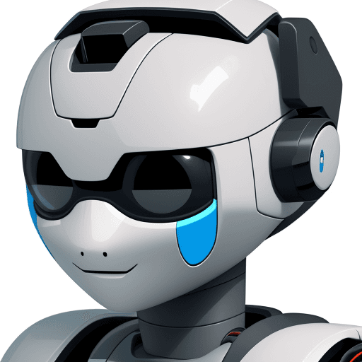 AI generated: illustration closeup head of a front-looking friendly robot made from levender plastic with a space ...