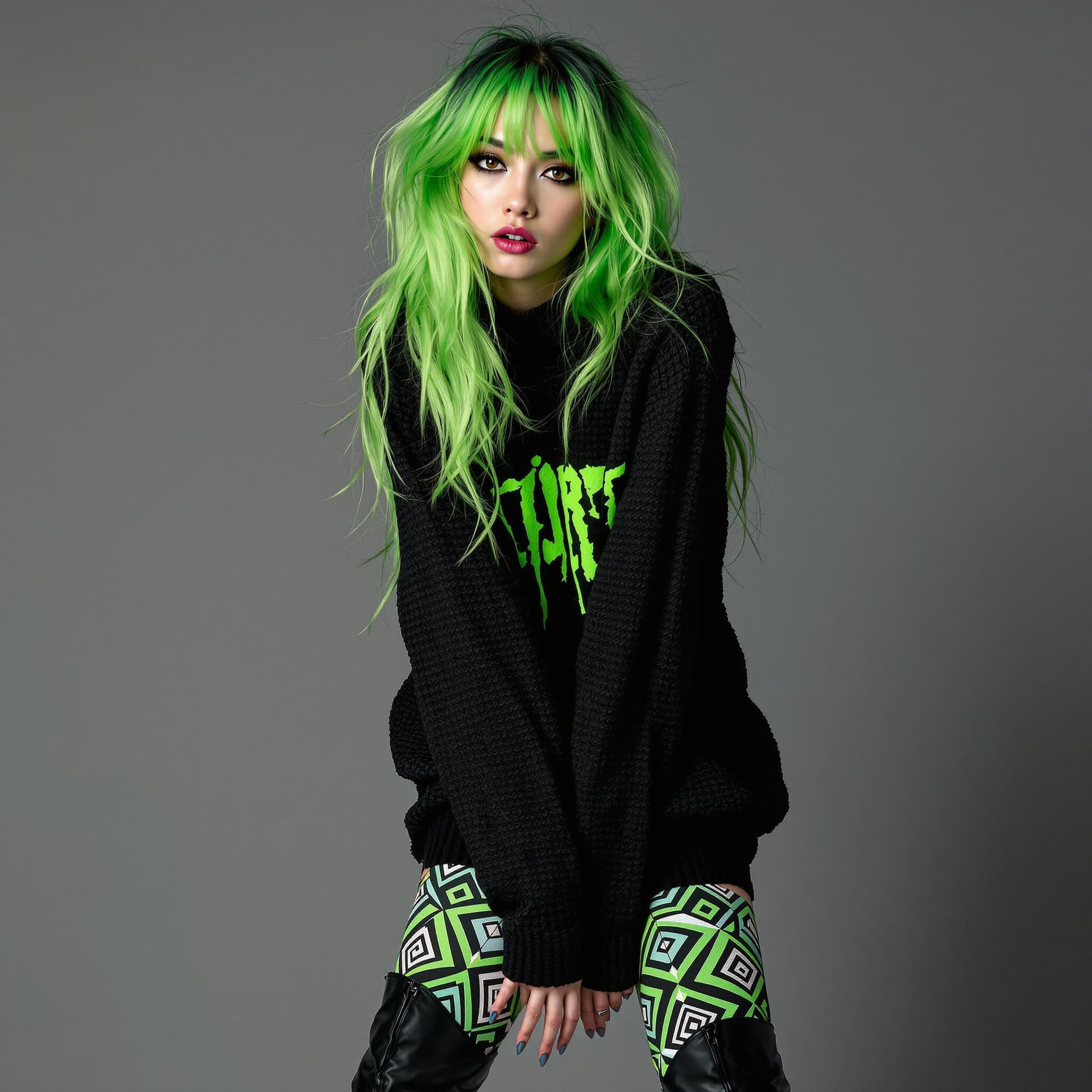 AI generated: A professional SLR photograph of a fashion scene featuring Miyuki, a 20-year-old Japanese woman with...