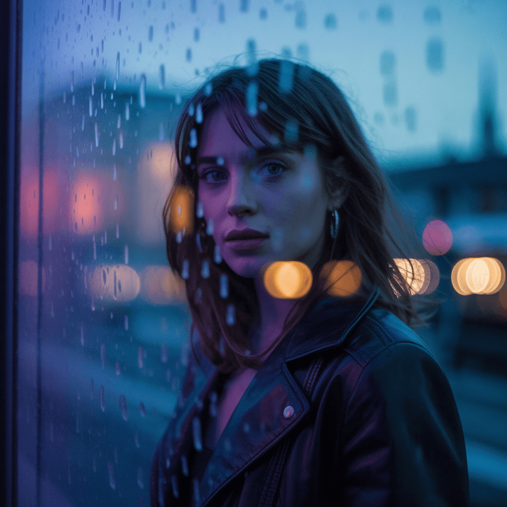 AI generated: Moody atmospheric background, dim lighting, soft grain texture, blue and purple tones, emotional vib...