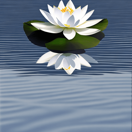 AI generated: /imagine prompt: A serene white lotus floating peacefully on a tranquil pond, purity, tranquility, e...