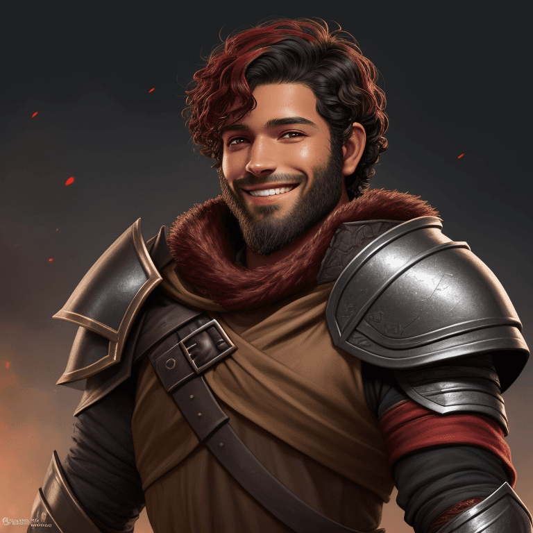 AI generated: profile picture, d&d character, include head and shoulders, a male ranger, black very short curly ha...
