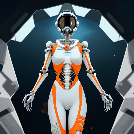 AI generated: illustration, disney-pixar style, detailed, science-fiction, full-length shot: female astronaut wear...