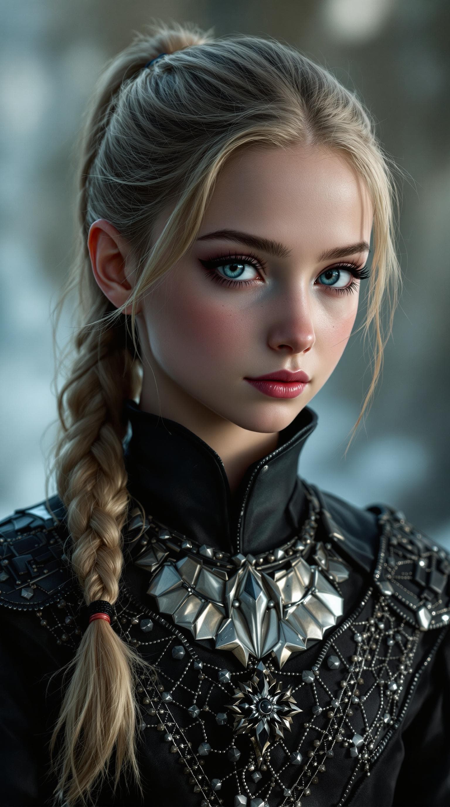 AI generated: a realistic photo of (age 12), (twelve year old), Freya Allan, highly detailed, futuristic, (futuris...