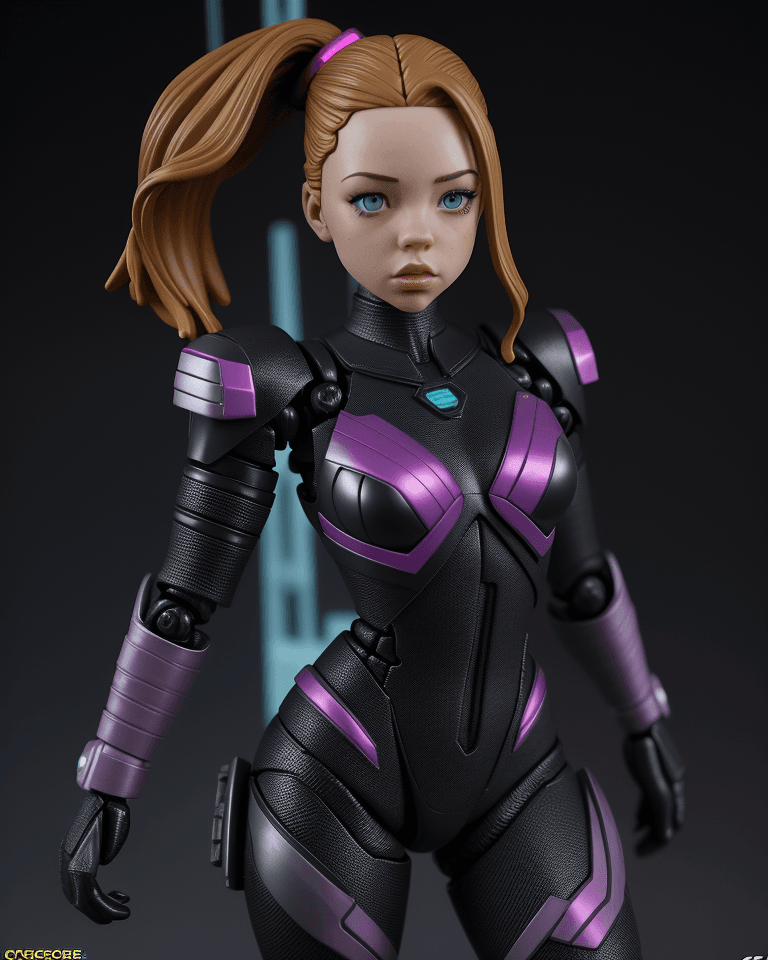 AI generated: action figure of ((Sydney Sweeney)), wearing cybercore outfit, daytime, model pose