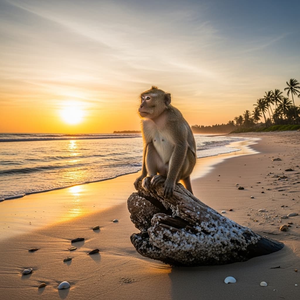 AI generated: um macaco na praia