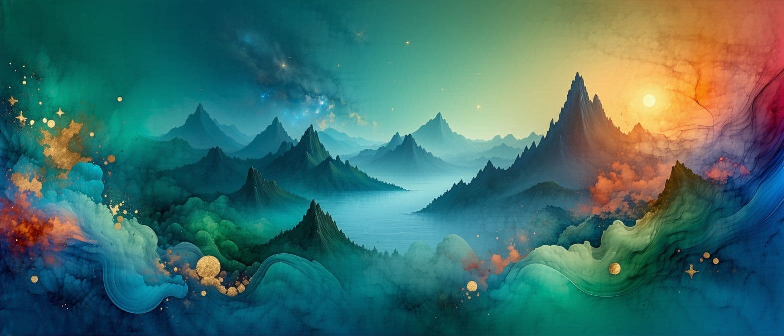 AI generated: "A vibrant, artistic banner featuring a surreal dreamscape, blending abstract art with natural eleme...