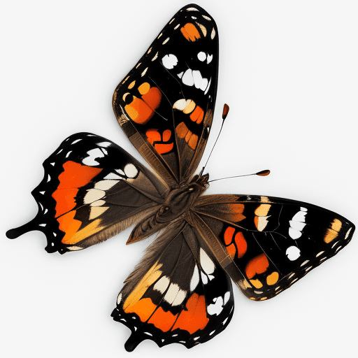 AI generated: red admiral butterfly highly detailed white background scientific sample
