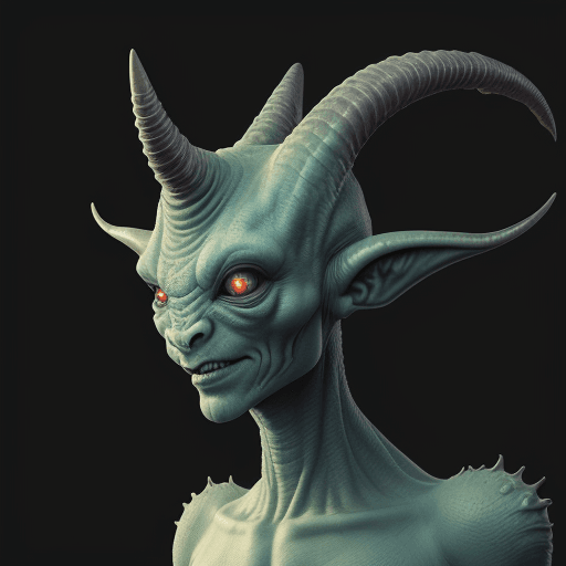 AI generated: horned alien with scaled skin