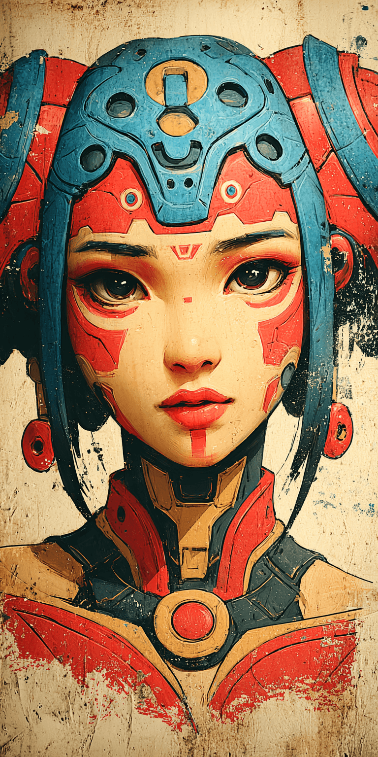 AI generated: alien cyborg, in the style of balanced symmetry, detailed facial features, meticulous portraiture, c...