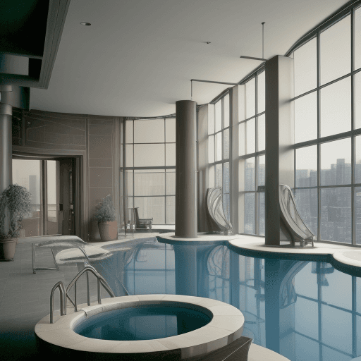 AI generated: this is a hotel that has a lot of windows, in the style of industrial and technological subjects, da...