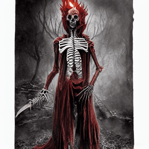 AI generated: High quality 3D portrait rendering of a Ghoul guarding the gates of Hell. Burning hellish eagle, spa...
