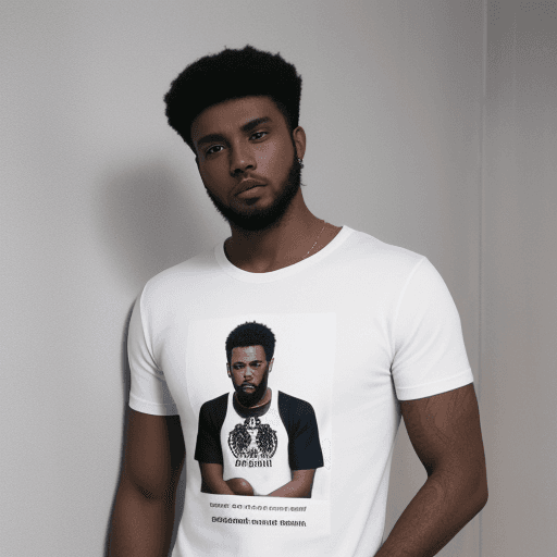 AI generated: a guy with a black tee chirt with  "@murimceo" printed in white