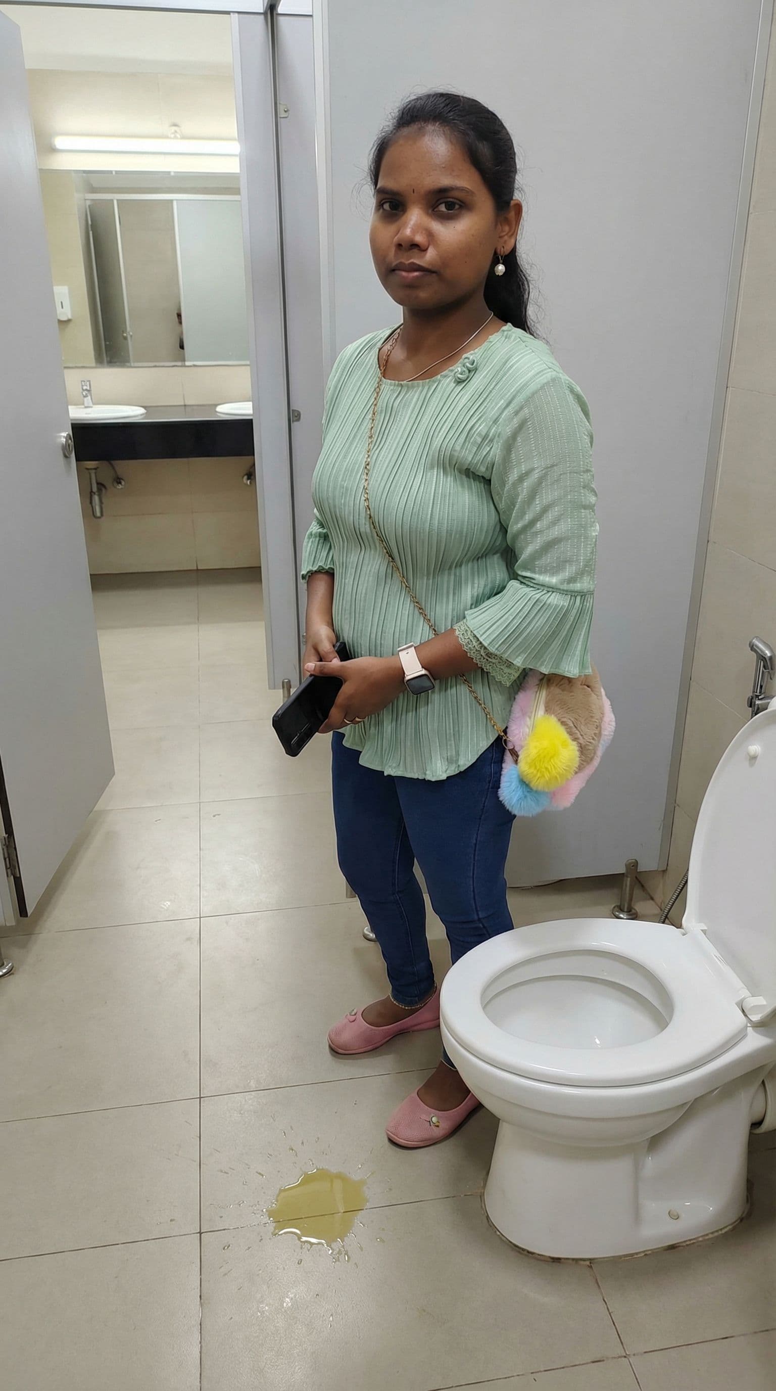 AI generated: Create image with pee in bathroom 