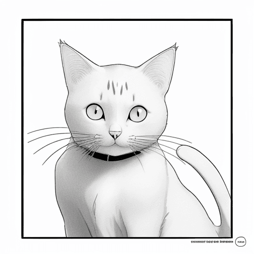 AI generated: cat, black lines white background, clean simple line art, no background, clean coloring book page, c...