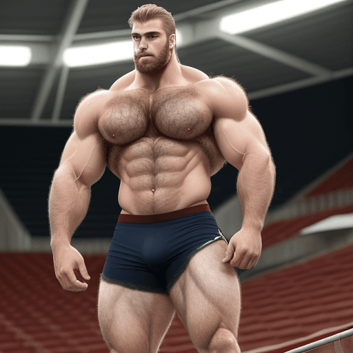 AI generated: Full length view of a handsome beefy heavily muscled 24 year old 197 cm tall Swedish pole vaulter, b...