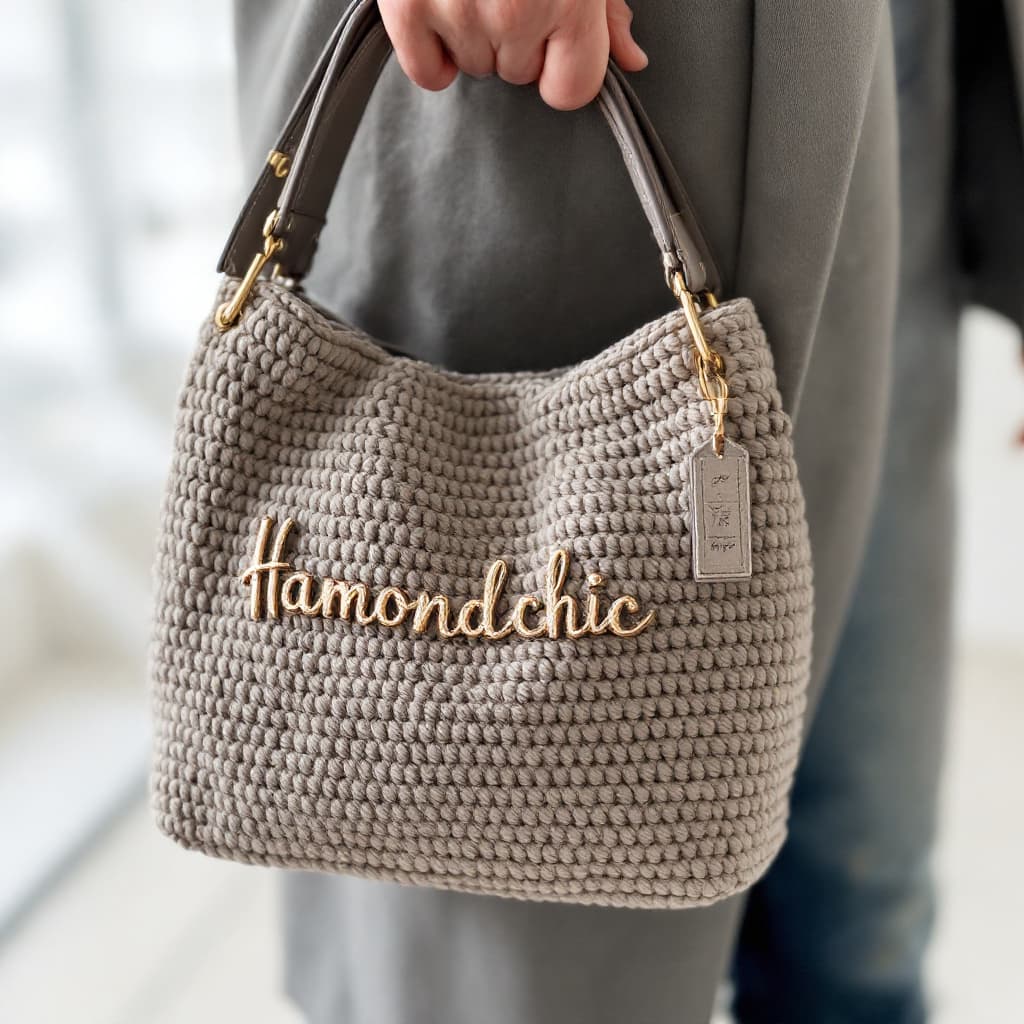 AI generated: Prompt : Un sac élégant et sophistiqué, fait main au crochet, avec un design raffiné et une texture ...