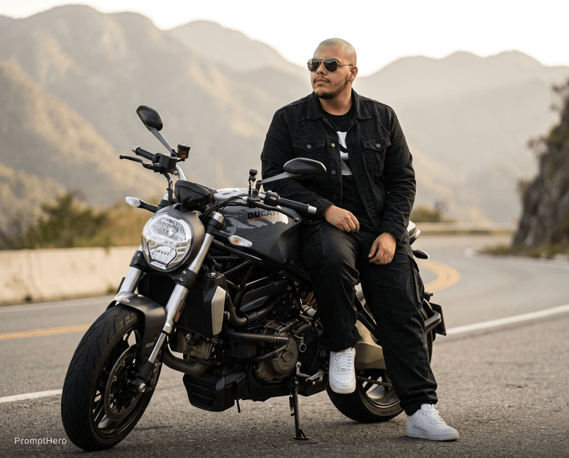 AI generated: 
Ultra-realistic full-body cinematic shot of  a stylish young man with a lean physique (around 97 kg...