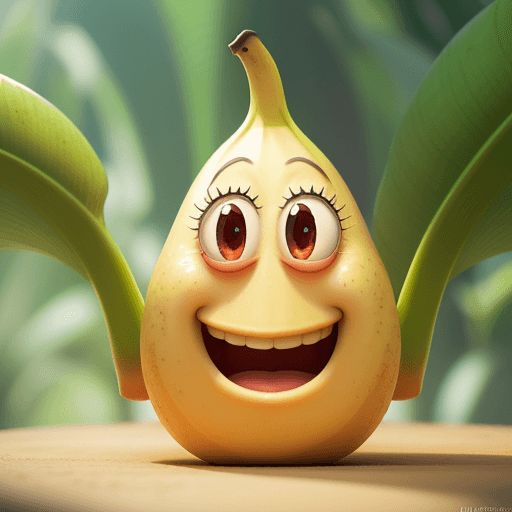 AI generated: A happy cartoon banana fruit, Pixar Style, perfect composition, 8k artistic photography, photorealis...