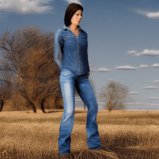 AI generated: white shirt, jeans,  country girl, standing on roof (detailed skin 1,0) 