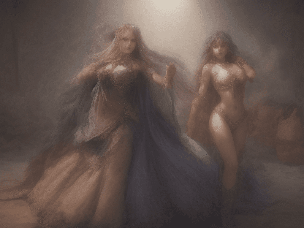 AI generated: An alluring svelte muscular stomached woman with waist length long dusty rose hair and radiant brigh...