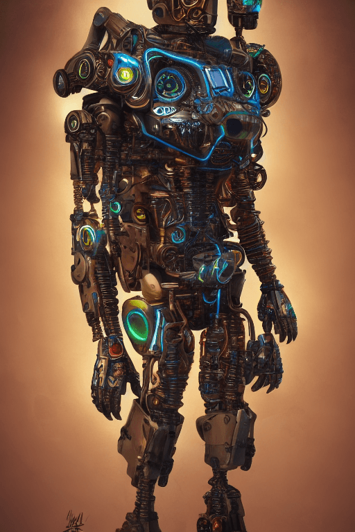 AI generated: full body Chapulin Colorado| cyborg| full-length portrait| detailed face| symmetric| steampunk| cybe...