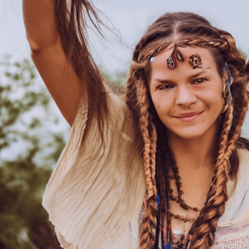 AI generated: A hippie woman with beautifully braided hair. A hippie woman with beautifully braided hair. naturall...