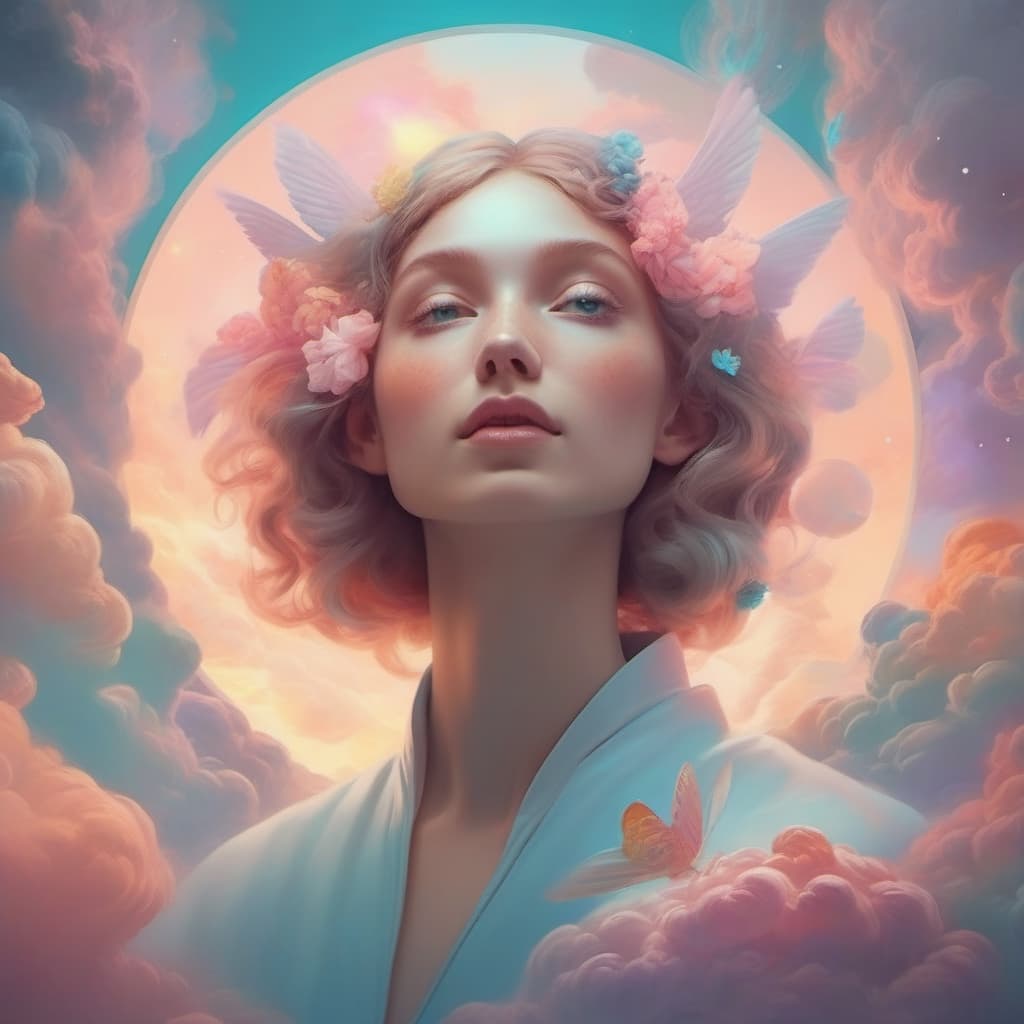 AI generated: Masterpeace, high quality, portrait, God coming from heaven, muted pastel color scheme, by Brandon W...