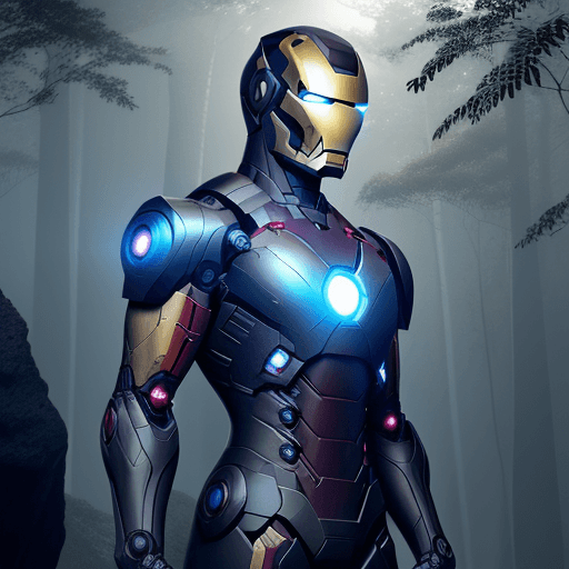 AI generated: Daylit photography of Coal-black matte stealth Mechanical suit, slim fit to tall human body. Few ind...