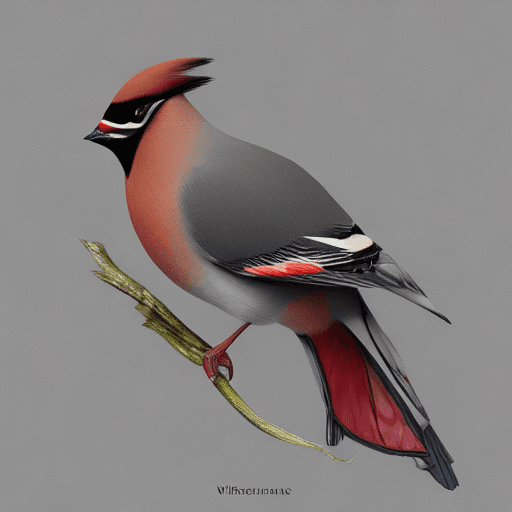 AI generated: ethereal Bohemian Waxwing bird, Bombycilla garrulus :: intricate details, ornate, detailed illustrat...
