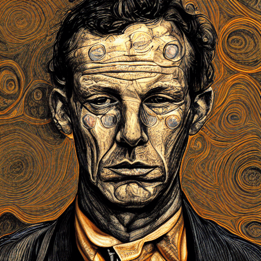 AI generated: self portrait lucien freud, infographic, chart, data visualisation artwork, schematics, diagram, mea...
