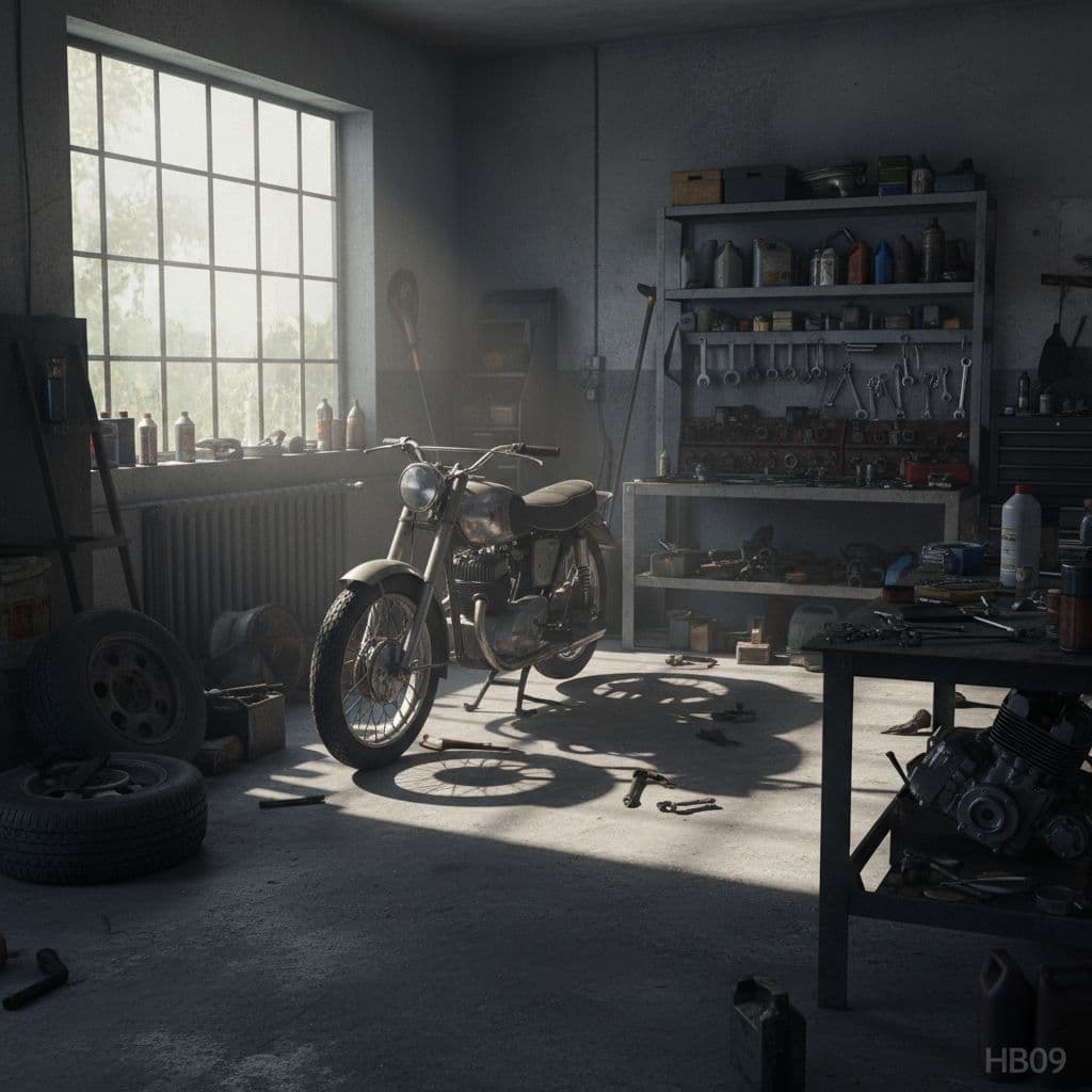 AI generated: in the garage
Insert the tiny “HB09” watermark at the bottom of the photo.
