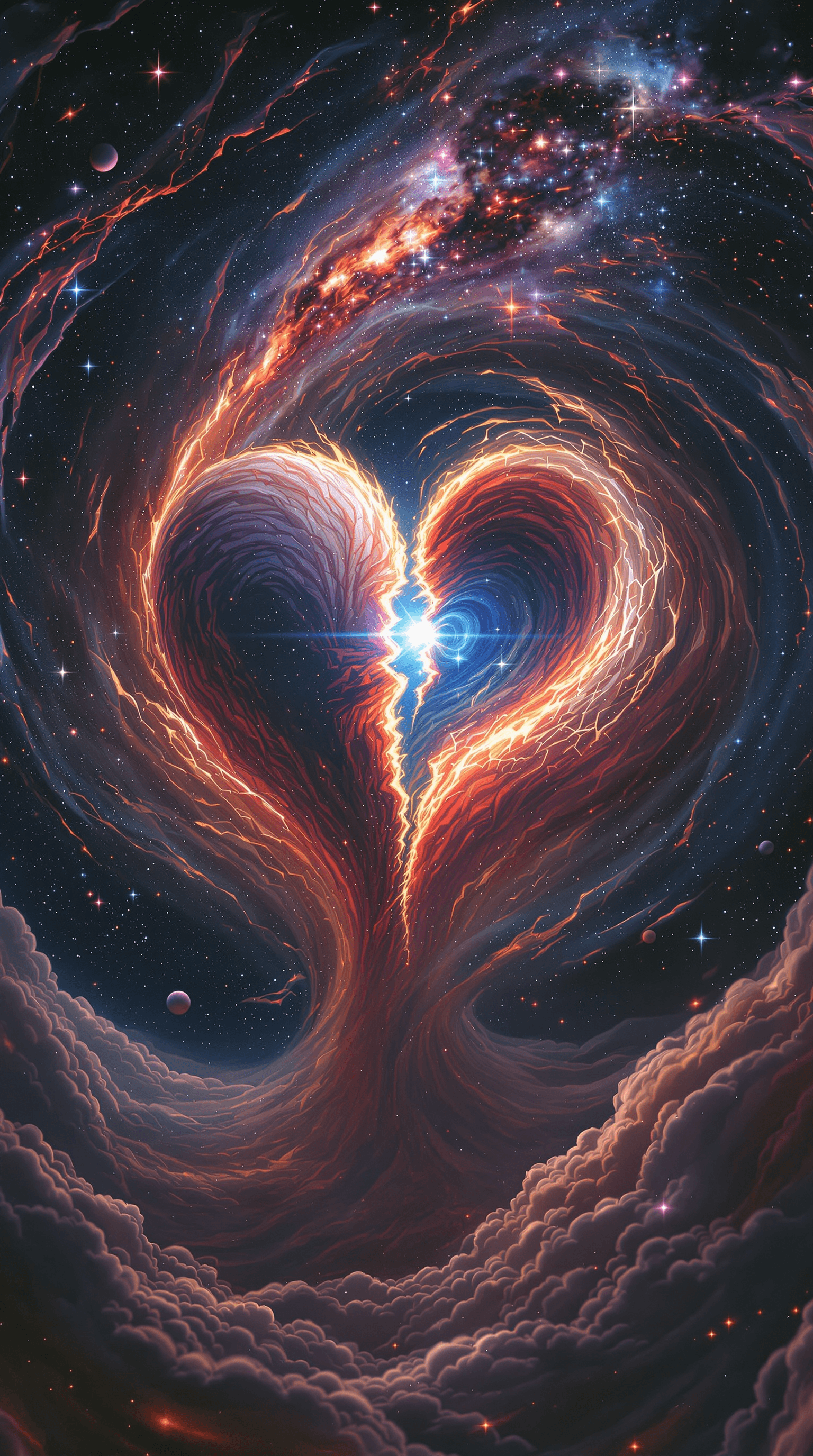 AI generated: (((Loveheart Eye open) :: Swirling hyperrealistic hyperspatial vortex tornado of broken loveheart, e...